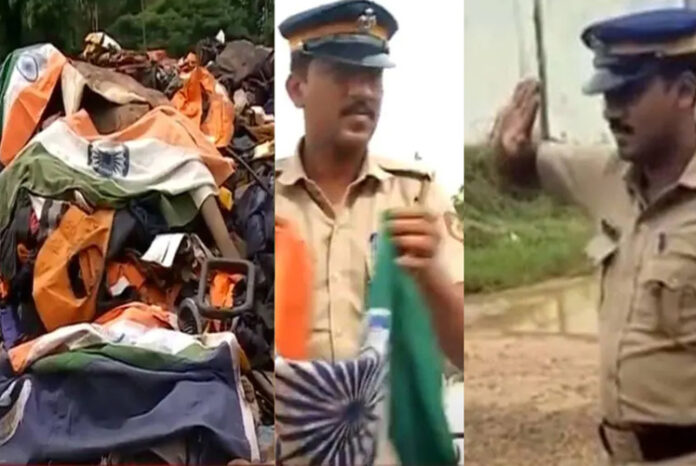 ಕಸದಲ್ಲಿ ಬಿದ್ದಿದ್ದ ರಾಷ್ಟ್ರಧ್ವಜಕ್ಕೆ ಸೆಲ್ಯೂಟ್ ನೀಡಿ ಹೆಕ್ಕಿ ಜೋಪಾನ ಮಾಡಿದ ಪೊಲೀಸ್ ಅಧಿಕಾರಿ!
