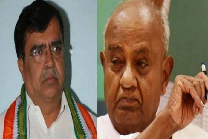 ಮಾಜಿ ಪ್ರಧಾನಿ ದೇವೇಗೌಡರ ಕುರಿತು ನಾಲಗೆ ಹರಿಬಿಟ್ಟ ಕಾಂಗ್ರೆಸ್‌ ಮುಖಂಡ