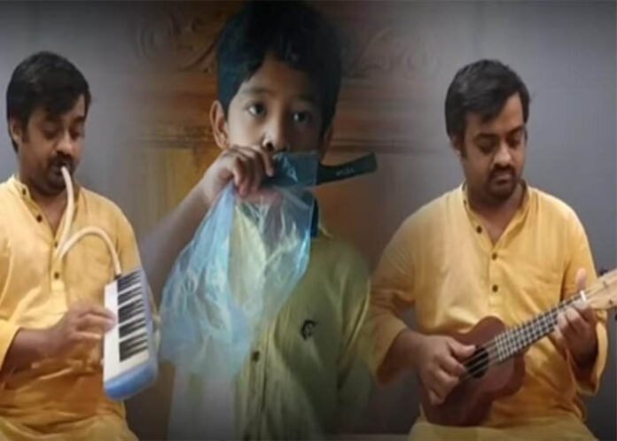 ಬಾಚಣಿಗೆ-ಪ್ಲಾಸ್ಟಿಕ್ ತುಂಡಿನಲ್ಲಿ ಪುಟಾಣಿ ನುಡಿಸಿದ `ವರಾಹ ರೂಪಂ...'